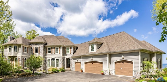 411 Sundance Trl, Webster, NY 14580 - french country home with stone siding, driveway, and an attached garage