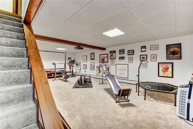 1338 Summit Rd, Foster-Town, PA 16744 - exercise room with carpet and a drop ceiling