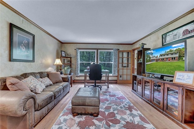 1338 Summit Rd, Foster-Town, PA 16744 - living area featuring ornamental molding and light wood-type flooring
