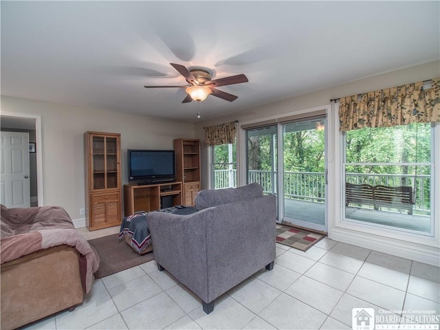 285 Porter Rd, Pomfret, NY 14063 - living area featuring ceiling fan and light tile patterned floors