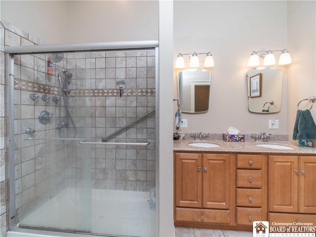 285 Porter Rd, Pomfret, NY 14063 - bathroom with a stall shower and double vanity