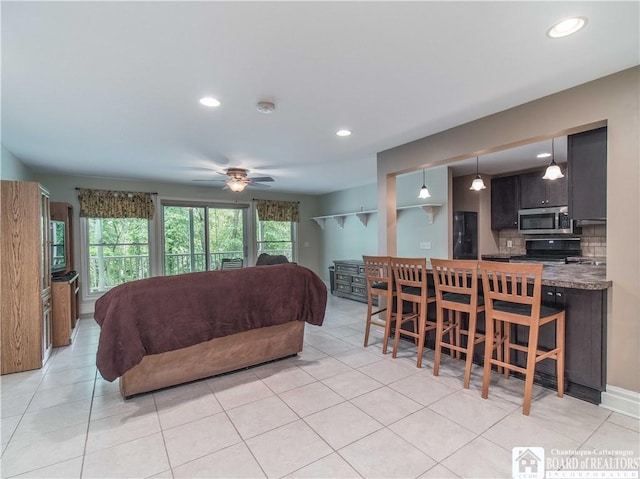 285 Porter Rd, Pomfret, NY 14063 - living area featuring ceiling fan, light tile patterned floors, and recessed lighting