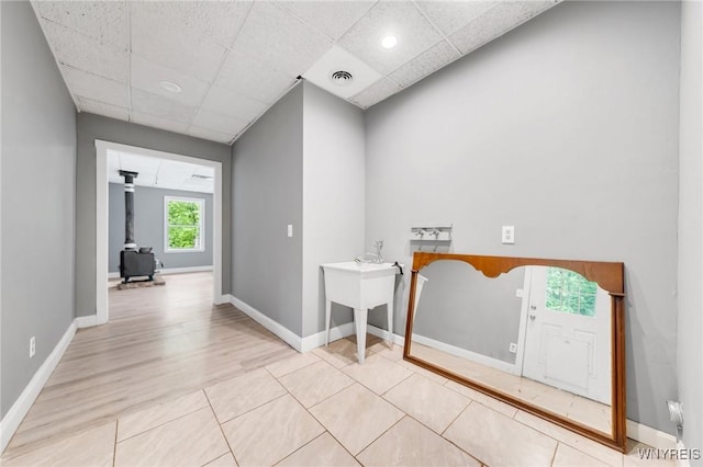 12353 Planck Rd, Perrysburg, NY 14129 - corridor with a paneled ceiling, baseboards, and wood finished floors