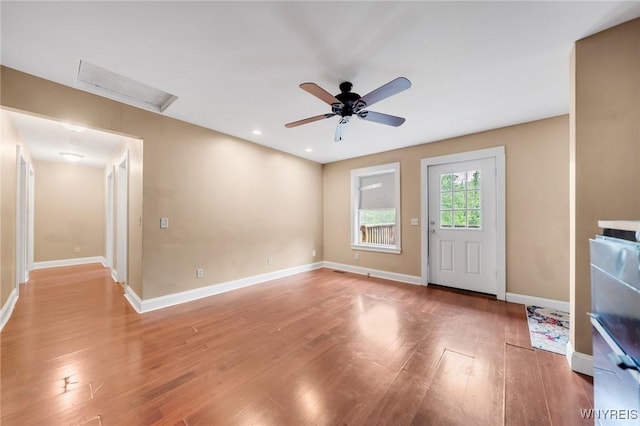 12353 Planck Rd, Perrysburg, NY 14129 - foyer entrance featuring wood finished floors, baseboards, a ceiling fan, and recessed lighting