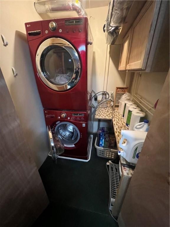 3259 Freer Hollow Rd, Franklin, NY 13856 - laundry area featuring stacked washing machine and dryer