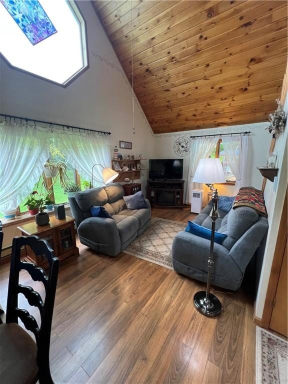 3259 Freer Hollow Rd, Franklin, NY 13856 - living area featuring plenty of natural light, wood finished floors, and high vaulted ceiling