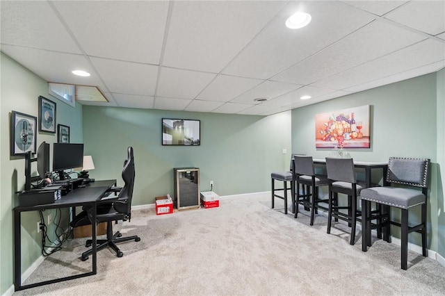 763 Bel Arbor Trl, Webster, NY 14580 - carpeted office space featuring baseboards, recessed lighting, and a paneled ceiling