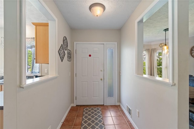 763 Bel Arbor Trl, Webster, NY 14580 - entrance foyer featuring a textured ceiling, plenty of natural light, baseboards, and tile patterned flooring