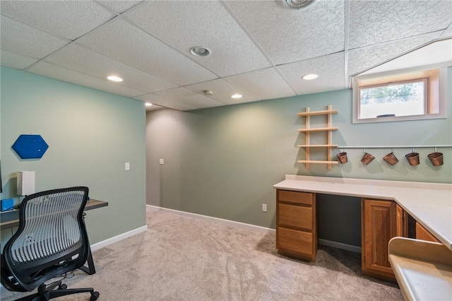 763 Bel Arbor Trl, Webster, NY 14580 - office space with light colored carpet, recessed lighting, a drop ceiling, and baseboards