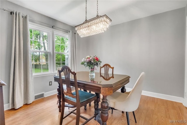5024 Callan Dr, Lewiston, NY 14092 - dining room with a chandelier, light wood-type flooring, and baseboards