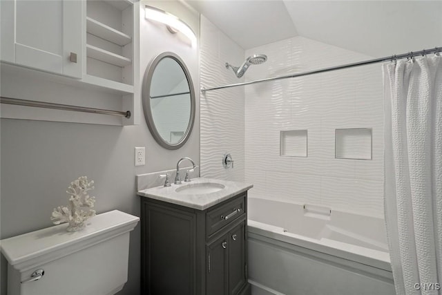 97 Burtis Point Rd, Owasco, NY 13021 - bathroom featuring shower / bath combo with shower curtain, vanity, and toilet