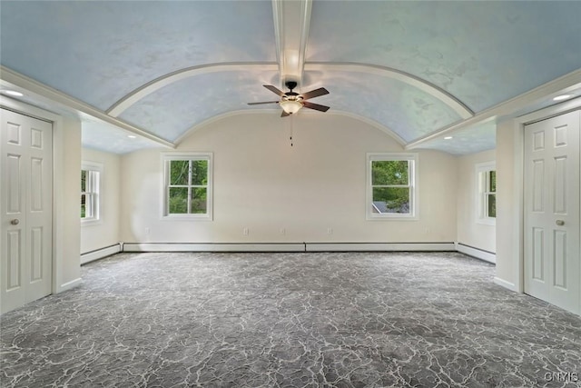 97 Burtis Point Rd, Owasco, NY 13021 - empty room with lofted ceiling, ceiling fan, and baseboards