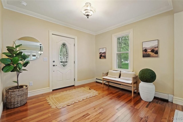 97 Burtis Point Rd, Owasco, NY 13021 - entrance foyer with wood-type flooring, ornamental molding, and baseboards