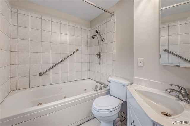 7415 Colonial Dr, Niagara, NY 14305 - bathroom featuring toilet, a combined bath / shower with jetted tub, and vanity