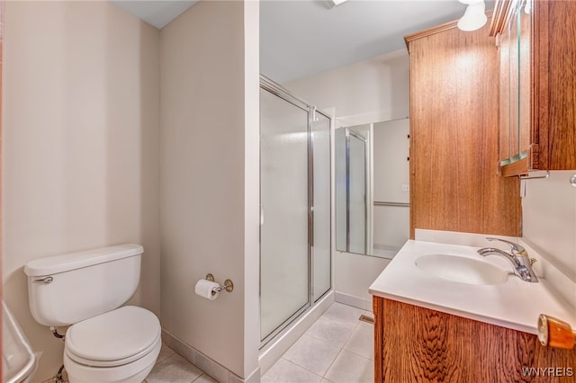 7415 Colonial Dr, Niagara, NY 14305 - full bathroom with a shower stall, tile patterned flooring, and toilet