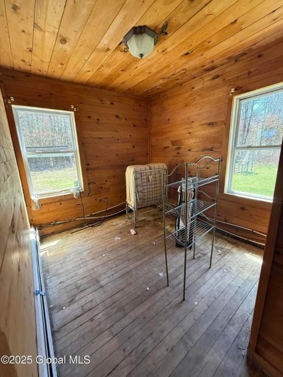 8000 State Route 8, Horicon, NY 12815 - unfurnished room with wood walls, hardwood / wood-style floors, and wooden ceiling