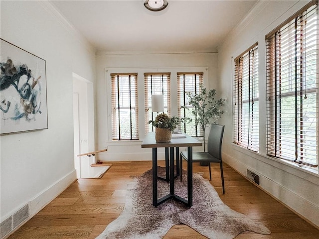 31 Overbrook Rd, Pittsford, NY 14618 - office area with crown molding, light wood-type flooring, and baseboards