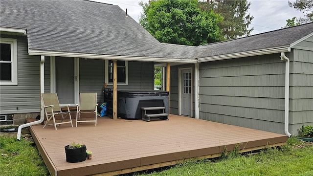5267 Wheeler Rd, Elbridge, NY 13166 - wooden terrace with a hot tub
