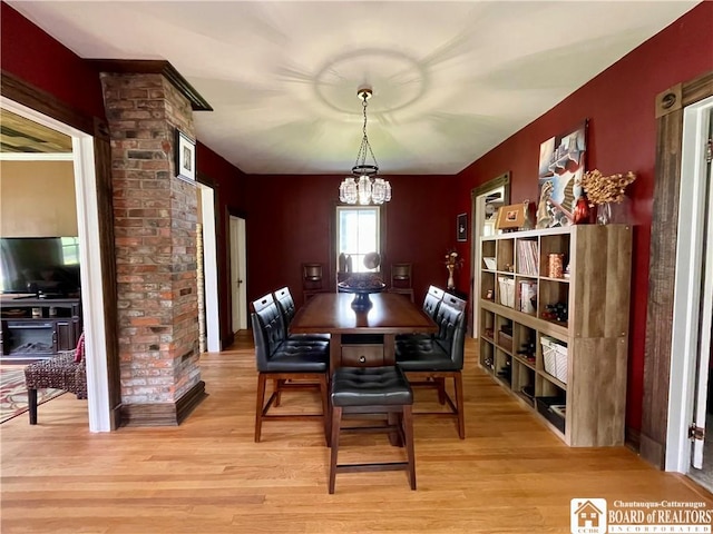 28 N Washington St, Randolph, NY 14772 - dining space featuring a chandelier and light wood-type flooring