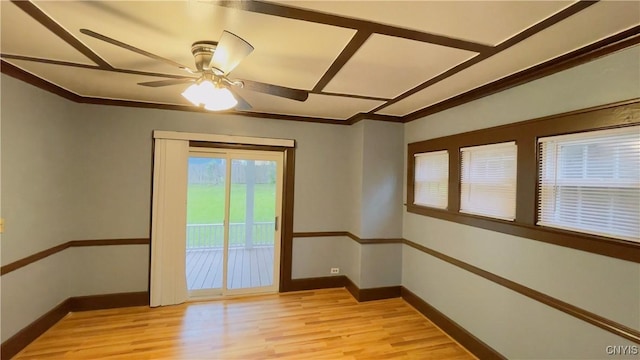 267 Fenway Dr, Syracuse, NY 13224 - spare room with light wood-type flooring, ornamental molding, baseboards, and a ceiling fan