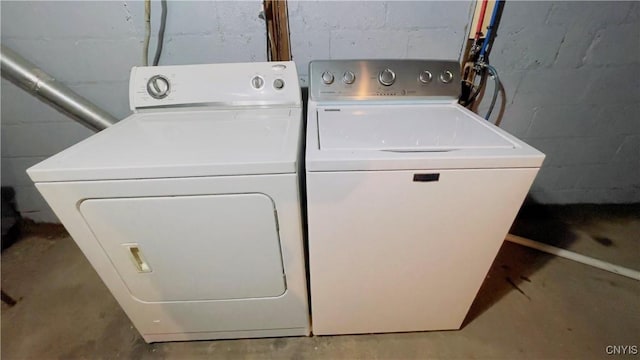 267 Fenway Dr, Syracuse, NY 13224 - washroom with washing machine and dryer and concrete block wall