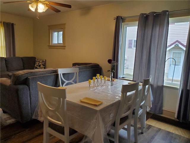 575 Lyon St, Elmira-City, NY 14904 - dining space with a ceiling fan and wood finished floors