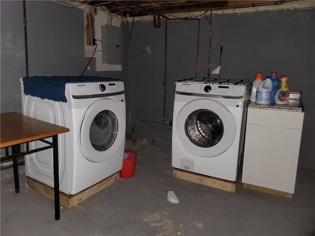 575 Lyon St, Elmira-City, NY 14904 - washroom with electric panel and washing machine and dryer
