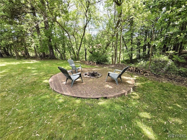 3666 S Hill Rd, Hamburg, NY 14075 - view of grassy yard with a fire pit