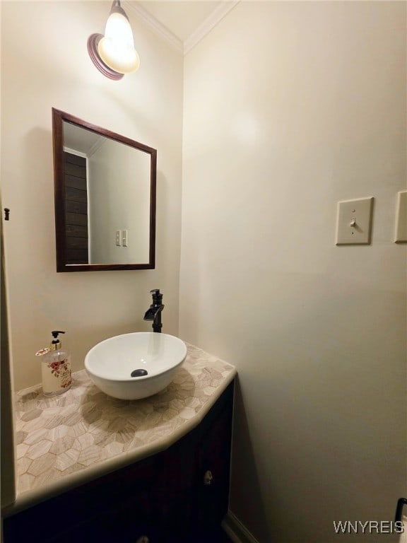 3666 S Hill Rd, Hamburg, NY 14075 - bathroom featuring vanity and ornamental molding