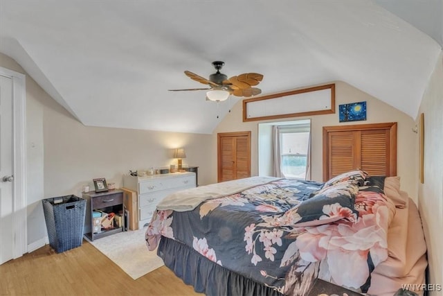 224 Dalton Dr, Tonawanda-Town, NY 14223 - bedroom with vaulted ceiling, wood finished floors, and a ceiling fan