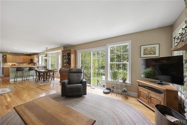 8105 Wilbarham Run, Pompey, NY 13104 - living room featuring healthy amount of natural light, light wood-type flooring, recessed lighting, and baseboards