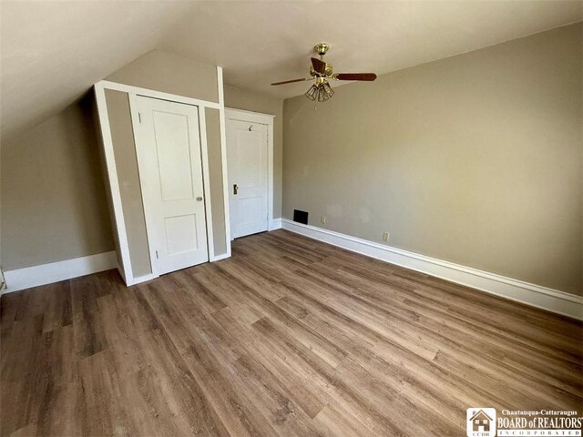 21 Juliet St, Jamestown, NY 14701 - bonus room with wood finished floors, baseboards, a ceiling fan, and vaulted ceiling