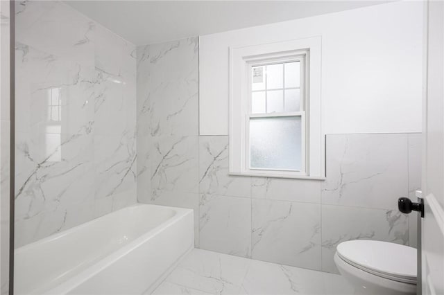636 Ridge Rd, Webster, NY 14580 - full bathroom with healthy amount of natural light, marble finish flooring, and toilet