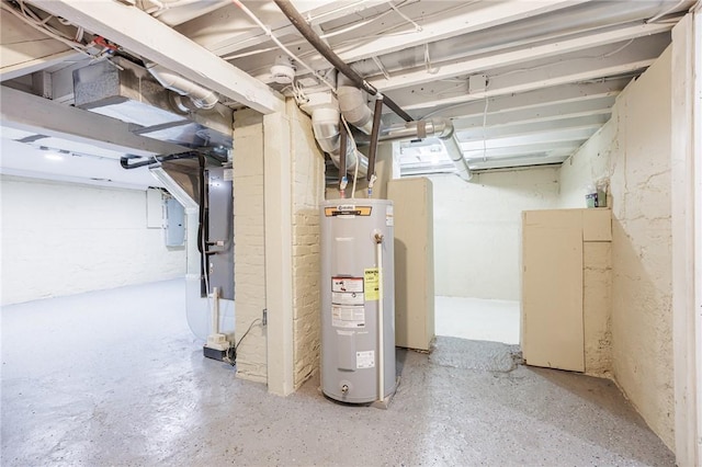 636 Ridge Rd, Webster, NY 14580 - unfinished basement with water heater, electric panel, and heating unit
