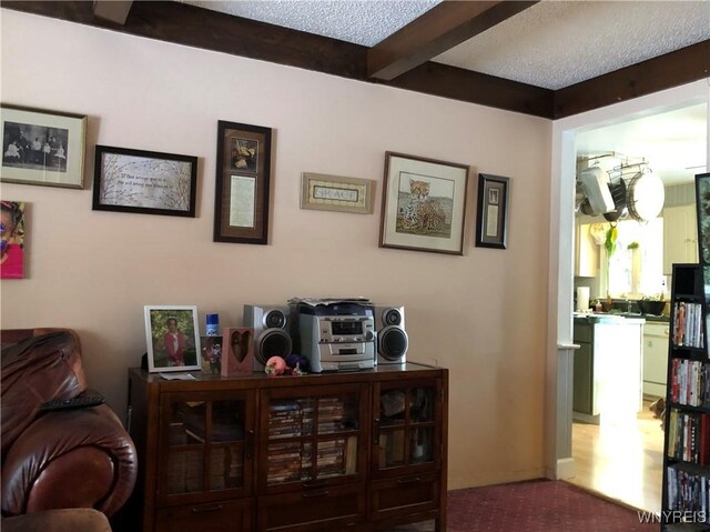 148 Marlin Rd, Grand Island, NY 14072 - carpeted living room featuring beam ceiling