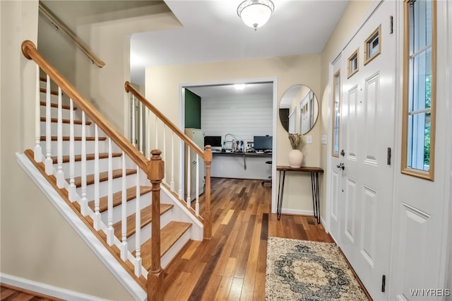 4343 Lockport Rd, Cambria, NY 14094 - foyer entrance with wood-type flooring and stairs