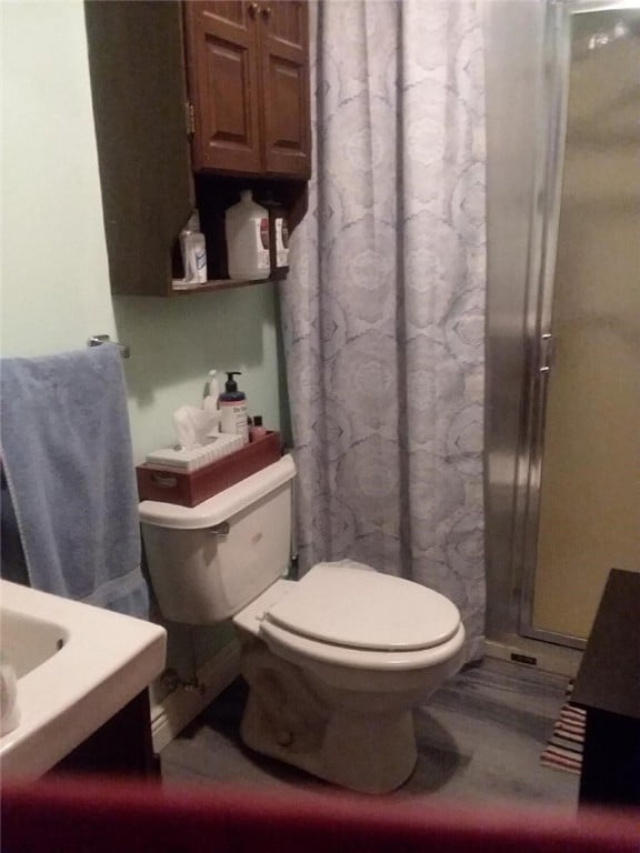 31 S Main St, Cohocton, NY 14826 - bathroom with toilet and a shower with shower curtain