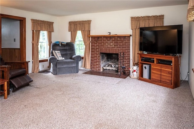 1466 Grant Rd, Russia, NY 13324 - living room featuring carpet floors and a fireplace