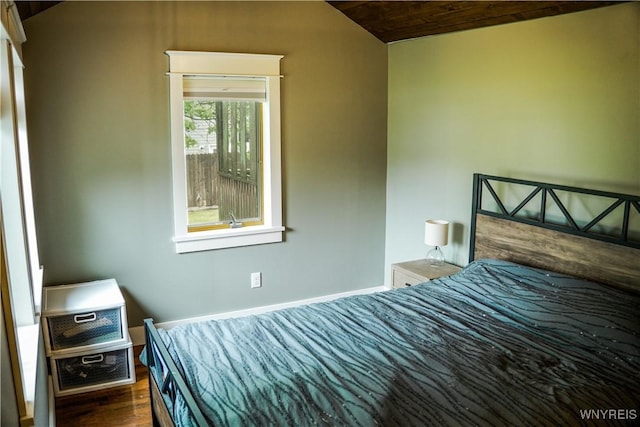 7401 Seneca St, Elma, NY 14052 - bedroom with wooden ceiling, wood finished floors, and lofted ceiling