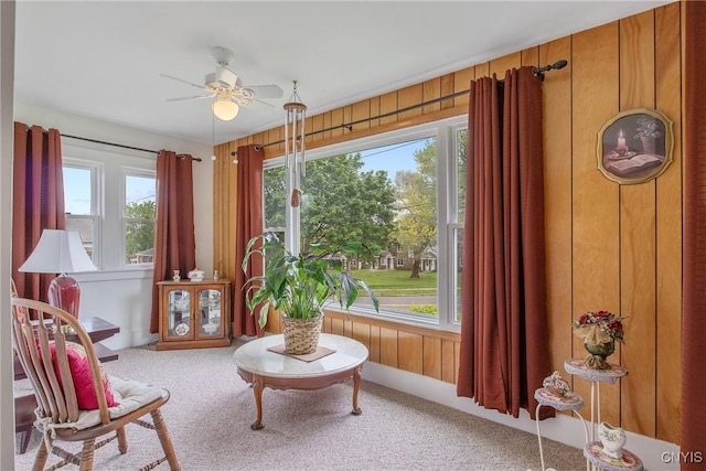 329 Hazelhurst Ave, Syracuse, NY 13206 - living area featuring carpet floors, plenty of natural light, and a ceiling fan