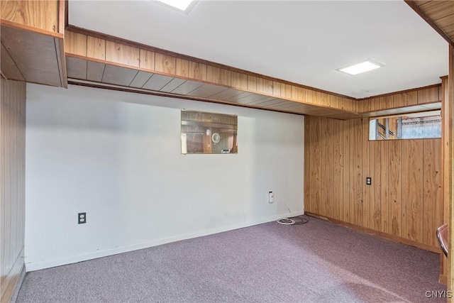 329 Hazelhurst Ave, Syracuse, NY 13206 - below grade area with carpet floors, wood walls, and baseboards