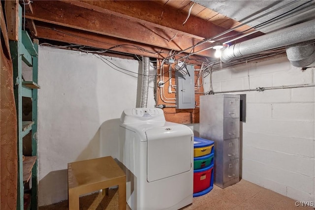 329 Hazelhurst Ave, Syracuse, NY 13206 - unfinished basement with washer / dryer and electric panel