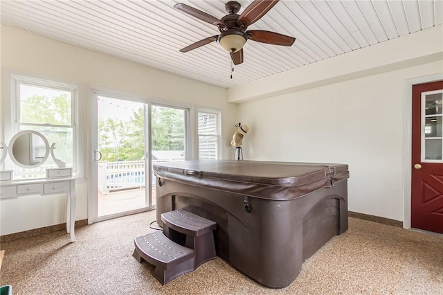 2935 Main St, York, NY 14533 - miscellaneous room featuring ceiling fan, baseboards, and wood ceiling