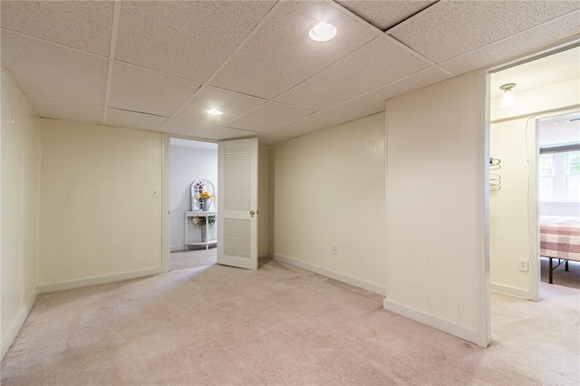 2935 Main St, York, NY 14533 - below grade area featuring carpet floors, a drop ceiling, baseboards, and recessed lighting