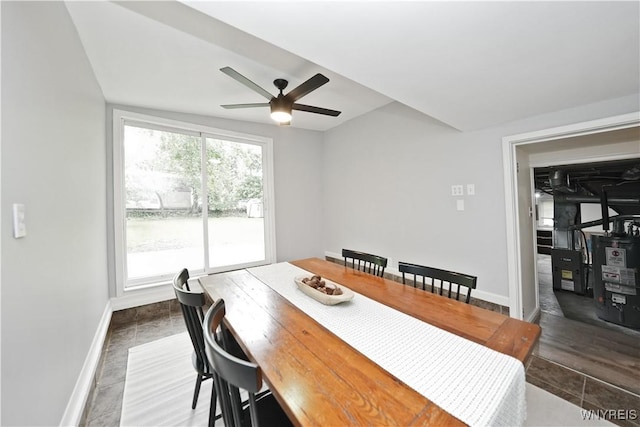 4334 Connection Dr, Clarence, NY 14221 - tiled dining space with a ceiling fan and baseboards