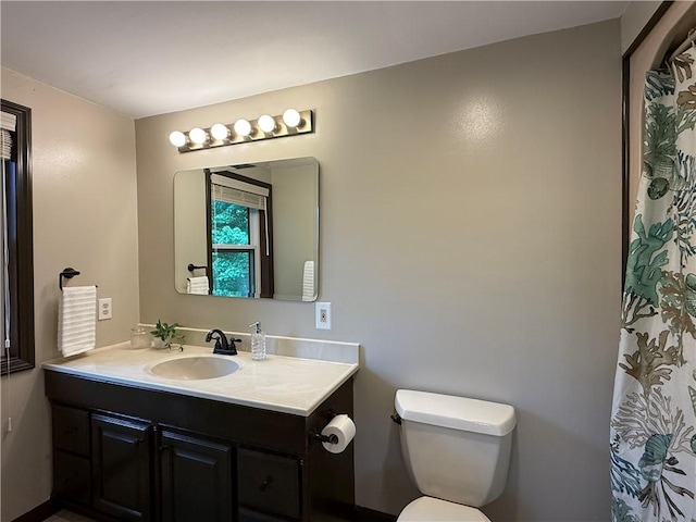 300 Amy Ln, Clarkson, NY 14420 - bathroom featuring vanity, toilet, and a shower with curtain