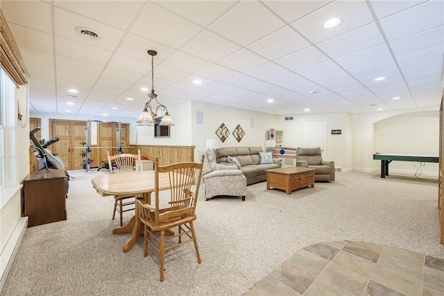 72 Meadow Cove Rd, Pittsford, NY 14534 - carpeted dining room featuring recessed lighting and a drop ceiling
