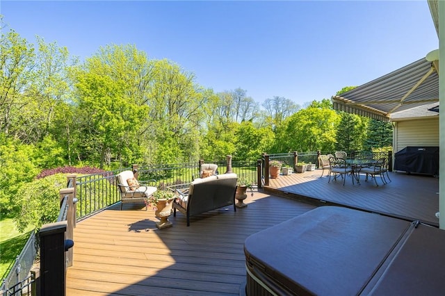72 Meadow Cove Rd, Pittsford, NY 14534 - wooden deck with outdoor dining space and area for grilling