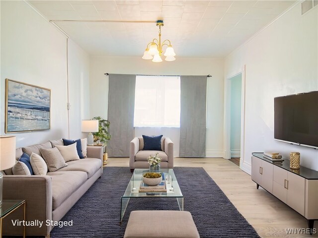 40 Federal Ave, Buffalo, NY 14215 - living area featuring a chandelier and light wood-type flooring
