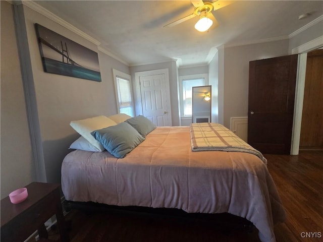 116 Mariposa St, Syracuse, NY 13206 - bedroom featuring wood finished floors, ornamental molding, and ceiling fan